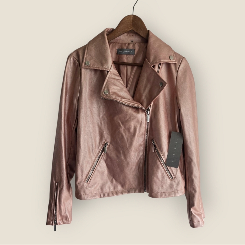 Bagatelle Blush Leather Jacket Y2k Rave Fairy Punk Whimsy Size Med Pink